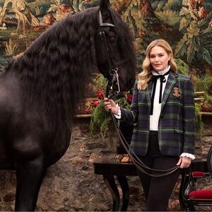 Lauren Ralph Lauren plaid bullion blazer jacket tartan size 10 new with tags